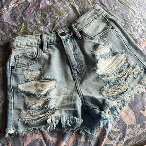 Hidden Distressed Denim Shorts